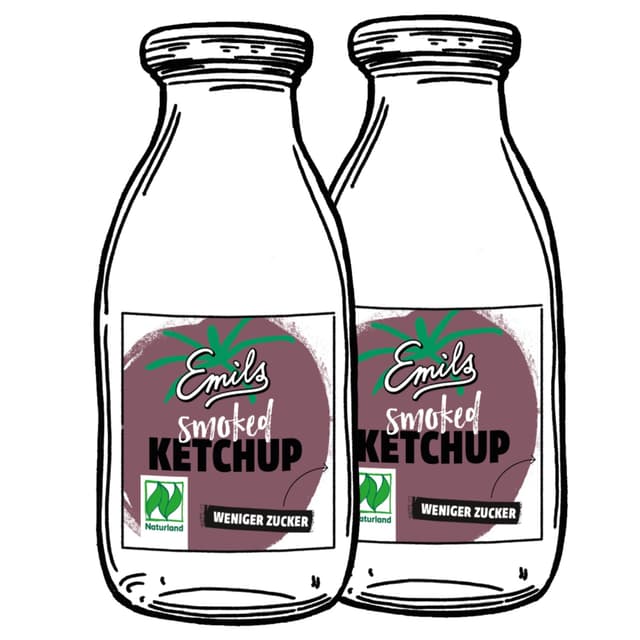 Illustration Buchenholzrauch für den Emils Smoked Ketchup 2 x 250 ml