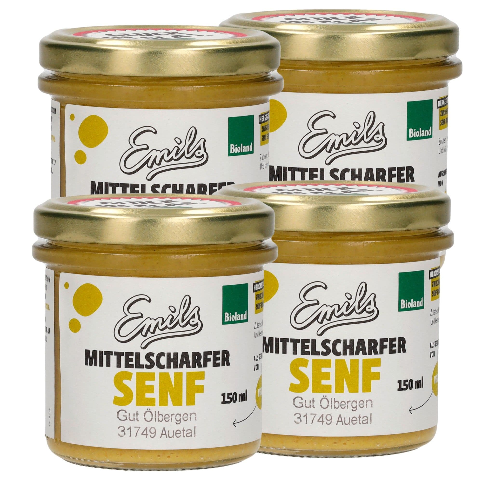Mittelscharfer Bioland Senf Emils 4 x 150 ml