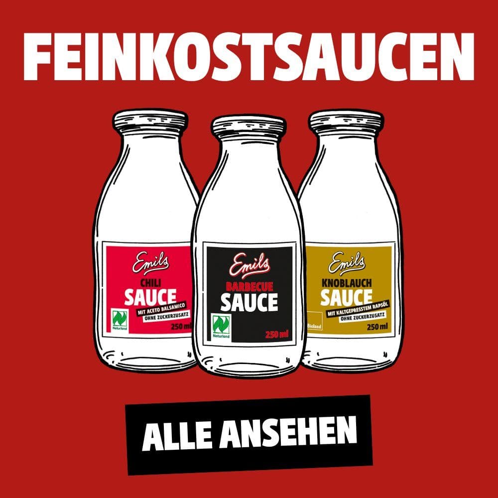 Emils Feinkostsaucen ohne Verdickungsmittel, verschiedene Sorten: BBQ, Chili, Cocktail, Knoblauch, Curry & Mango